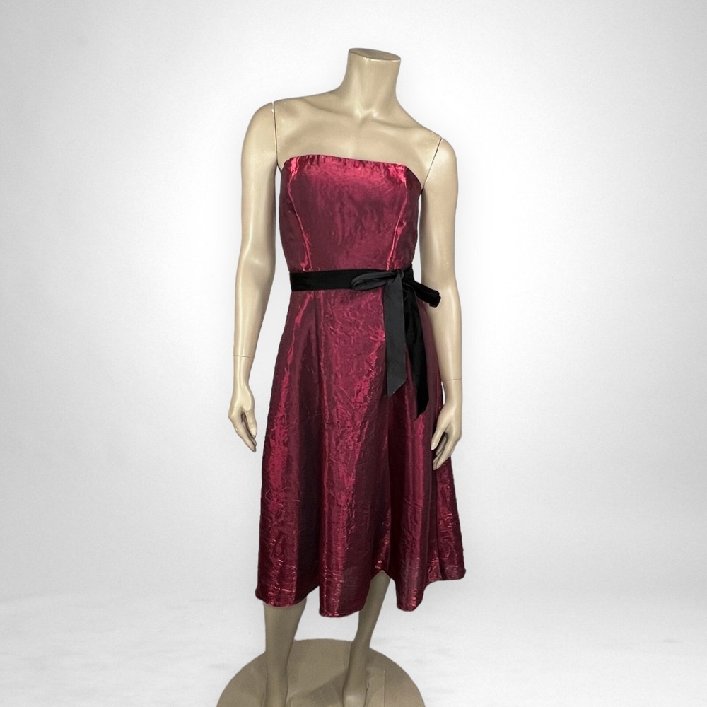 ADRIANNA PAPELL 4 Strapless Burgundy Cocktail Dress Party Wedding Guest